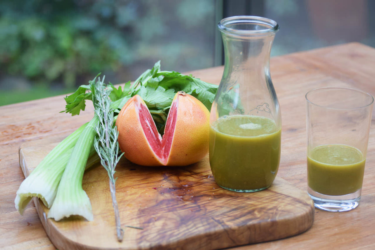 Saft Rezept – Staudensellerie Grapefruit Orange Rosmarin